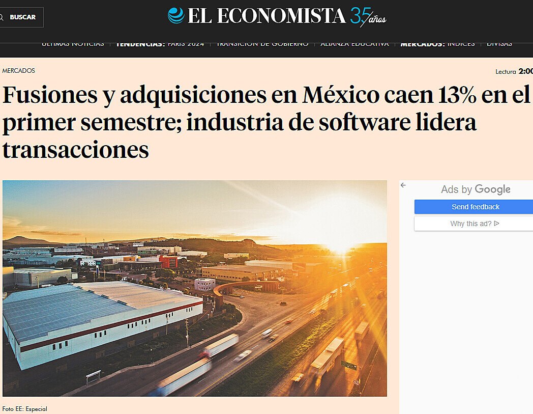 Fusiones y adquisiciones en Mxico caen 13% en el primer semestre; industria de software lidera transacciones